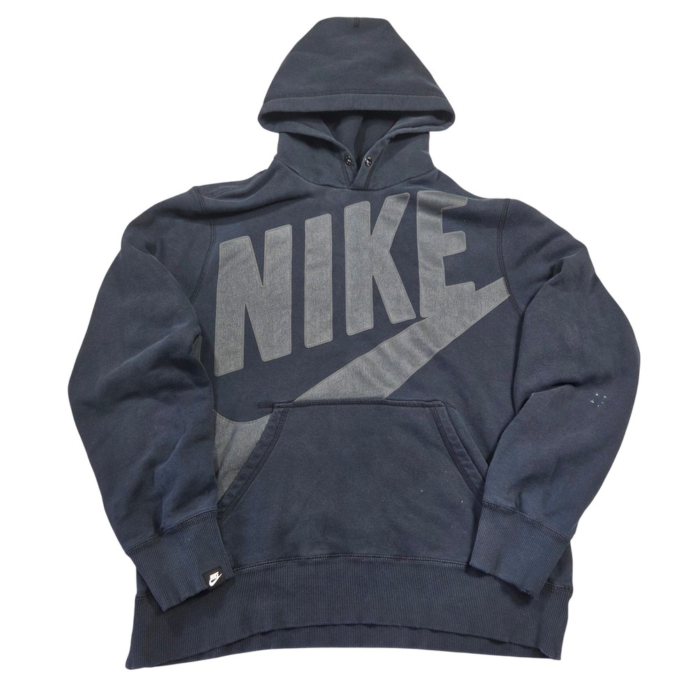 Nike Sportswear Mens L Big Logo Pullover Hoodie Black Streetwear Grunge Punk